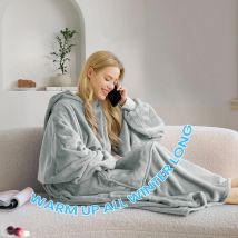 Buona Nite Cuddle coperta manica felpa con cappuccio coperta maglione da donna felpe oversize con tasche flanella