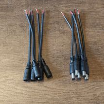 Czarny kabel DC 15 cm, wtyk DC 5,5 x 2,1 mm, złącze jack, przewód typu pigtail, adapter męski/żeński 5,5*2,1 do taśm LED 5050 3528