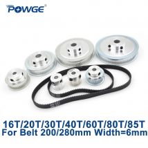 POWGE GT2/2GT Synchron Pulley Gürtel Set 16T:60T 20T:60T 30T:60T 40T:60T Reduktion Geschwindigkeit Verhältnis Zahnriemen Pulley Kit 280mm