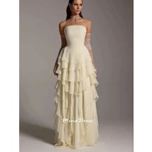 Mina Customized Ruffle Arabic Evening Dress Luxury Evening Dresses 2025 Layered Strap-breasted Back Elegant Party Dresses Woman