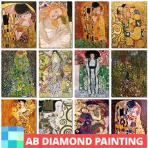 Der Kuss und Umarmung 5D Diy Diamant Mosaik Gustav Klimt abstrakte Kunst AB Bohrer Diamant Malerei voll quadratisch rund Stickerei Porträt