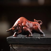 Keramik Stierkampf Statue Bull Wall Street Rinder Skulptur Büro Feng Shui Dekor Desktop Bücherregal Tier Figur Ornamente