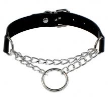 Neue Punk runde Halskette Anhänger schwarze Kette Halsketten für Frauen Männer Pu Leder Gothic Punk Statement Choker Halskette Schmuck