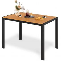 Tavolo da pranzo da esterno in alluminio, tavolo a doghe in metallo da patio, resistente agli agenti atmosferici 110x70x73 cm grande rettangolare, cortile, giardino, portico