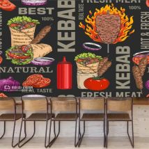 Personalizzato Kebab Fast-food Ristorante Sfondo Carta da parati Decorazione industriale Murale Snack Bar Carta da parati Papel De Parede Papel Tapiz