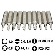 10pcs Screwdriver Bits Set Hex Shanked Anti Slip Screwdriver Bits Magnetic Single Head PH00 PH0 PZ0 SL3.0 SL2.0 SL1.0 T4
