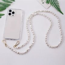 Luxuriöse Perlenkette, Umhängeband, stoßfeste Acryl-Hülle für iPhone 16, 14, 13, 12, Mini 11, 15 Pro Max, XR, XS, Plus, Lanyard