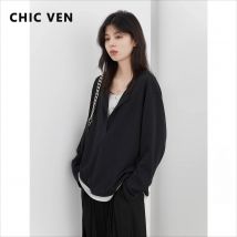 CHIC VEN Koreanische Frauen T-Shirts Lose Neue Casual Kontrast Gestrickte Tees Lange Ärmeln Weibliche Tops Pullover Frühling Herbst 2025