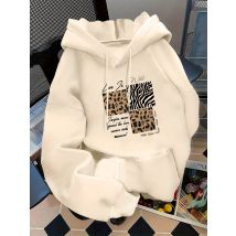 Women's autumn and winter loose casual comfortable letter printed thick long sleeved round neck hoodie pullover