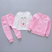Baby Drei Stück Set Frühling Herbst Dünne Sets Mädchen Niedlichen Cartoon Kleidung Freizeit Sport Anzug Koreanische Version Trendy Kleidung