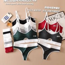 2024New Nahtlose Bhs Sport Bh Und Höschen Set Frauen Aushöhlen Baumwolle Unterwäsche U Zurück Push-Up Bhs Komfort Sexy dessous Set