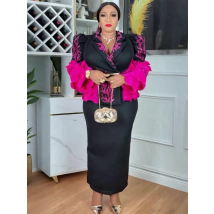 African Clothes for Women 2 PCS Sets Tops And Skirts Suits Dashiki Ankara Turkey Outfits Gown Plus Size Wedding Party Dresses