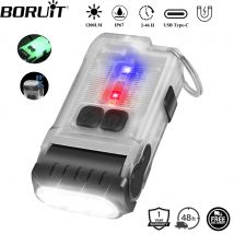 BORUiT V15 1200LM LED Keychain EDC Flashlight Type-C Rechargeable Work Light Torch with Magnet Waterproof Camping Pocket Lantern