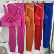 2-teilige Yoga-Kleidung für Damen, Sportbekleidung, Fitnessstudio, Trainingskleidung, Fitnessstudio, bauchfreies Top, hohe Taille, Legging, Fitness-BH-Set, Sportanzüge 👚