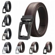 Mehrfarbiger, zweilagiger Herren-Designergürtel aus Rindsleder mit automatischer Schnalle, Zinklegierung, Rückenzug-Designergürtel – modisch und stilvoll, 3,1 cm