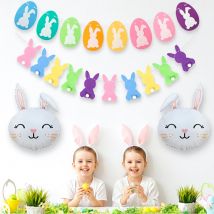 Decorazione pasquale Coniglietto colorato Bunting Ghirlanda Porta Appeso a parete Banner per decorazioni natalizie di buona Pasqua Regali per bambini Bomboniere