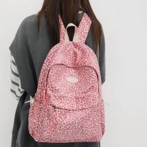 Suede Material Leopard Printing Woman Backpack School Book Bags for Teenage Girls Female College Student Lady Leisure BagPack
