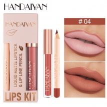 HANDAIYAN 12-Farben-Flüssig-Lippenstift und Lipliner-Stift-Set, kostenloser Versand, koreanische Kosmetik, Make-up für Frauen, Schönheits-Lippenstift