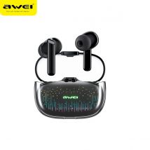 Awei T52pro Bluetooth 5.3 Headphones Wireless Earbuds Colorful Breathing Light Headset In-Ear TWS Gaming Earphone DNS Headset