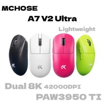 MCHOSE A7 V2 Ultra Gaming-Maus PAW3950 TI Sensor Dual 8000 Hz 20000 fps 42000 DPI 750IPS Importierte Super Glide-Glasbeschichtung CSGO