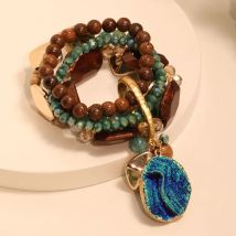 Statement-Perlen-Armband-Set für Damen, Perlen-Geometrie-Accessoires, handgefertigter Damen-Fußkettchen-Schmuck