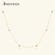 ANDYWEN 925 Sterling Silber Gold Olivgelb Champagner Drei Zirkon Charms Lange Ketten Halsband Halskette 2021 Rock Punk Kristall