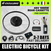 ESOULBIKE eBike-Umrüstsatz, 48 V, 1000 W, hinterer Kassettenradnabenmotor, wasserdicht, 26 27,5 28 29 Zoll, 700C Elektrofahrrad-Set