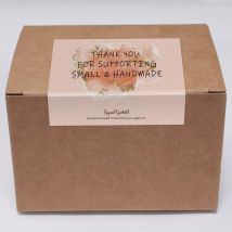 50PCS Pink Rectangle Thank You Sticker Gift Box Sealed Label Self-adhesive Coated Paper Small Bussiness Handmade Party Packaging