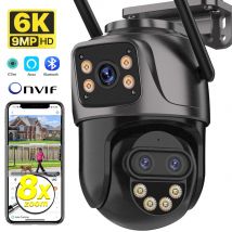 Kamera IP 6K 9MP HD WiFi Kamera zewnętrzna 8x Zoom Trzy obiektywy Podwójny ekran Bezpieczeństwo w domu Kamera PTZ 6MP Nadzór wideo iCSee