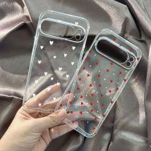 Valentines Neue trendige weinrote Liebesherz-Muster-Handyhülle für Google Pixel 9 Pro XL 8 Pro 8a 7 7A 6 6a Weiche transparente Abdeckung