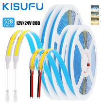 12 V 24 V COB-LED-Streifen, hohe Dichte, 528 LEDs/m, 8 mm PCB, RA90, flexibles LED-Band, warmweiß, dimmbar, lineares Licht, 1 m, 5 m, 10 m