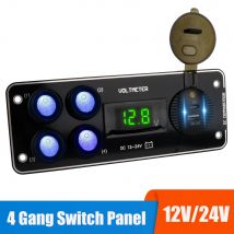 24V 12V 4 Gang Licht Kippschalter Panel Auto USB Ladegerät 3,0 Netzteil Kfz-Zubehör für Wohnwagen LKW Anhänger Boot