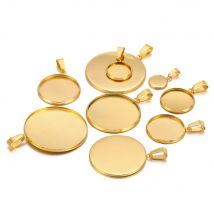 10 Stück passend für 10 12 16 20 30 mm Edelstahl BlankCabochon Cameo Basisfassungen Tablett Blenden Anhänger Charms für DIY Schmuckherstellung