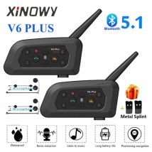 XINOWY V6 Plus, casco de motocicleta, auriculares Bluetooth, intercomunicador de interfono 1200M, impermeable, 6 pasajeros