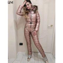 One Piece Outfit Ski Suit Women Jacket Winter Jumpsuit Female Parka Hooded Cotton Bodysuit Zipper Overalls For Woman Tracksuits