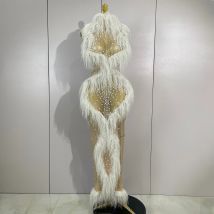 Vestido Largo Transparente con Lentejuelas y Borlas de Perlas, Nuevo Modelo 2026, Sexy y Lujoso para Mujer, Ideal para Fiestas de Cumpleaños, Graduaciones, Discotecas, Cantantes y Espectáculos