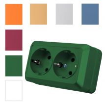 Green Wall Surface Classic Flame Retardant Plugs Socket EU Standard With Ground Paint Plastic Electrical Outlets Power Sockets
