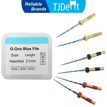TJDent 6Pcs/Box NITI Dental Reciprocating Blue Heat Files R25-R50 21mm Dentistry Engine Use G-One Files Rotary Root Canal Files