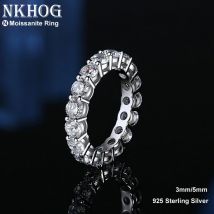 NKHOG Echt 5mm Moissanite Reihe Ringe Für Frauen S925 Sterling Silber Überzogene Pt950 Finger Ring Party Ewige Hochzeit Edlen schmuck