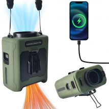 10000 mAh Taillenventilator, tragbarer Handventilator zum Aufhängen am Hals, ultrastarker Wind mit LED-Licht zum Aufladen des Telefons für Arbeiten im Freien