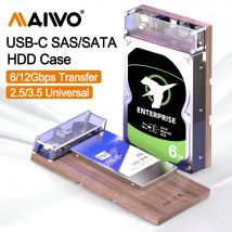 MAIWO 2.5''/3.5'' SAS HDD Case 6/12Gbps Type-c USB 3.0 Docking station per disco rigido per lettura e scrittura su disco SAS con adattatore di alimentazione 12V