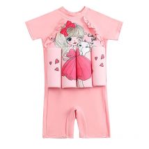 Auftrieb Badeanzug Mädchen einteiligen Anzug 2-7 Jahre Kinder Kurzarm schwimmende Bade bekleidung Kleinkind Kleinkind Cartoon Badeanzug