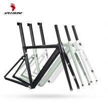 SPEEDONE Rennradrahmen Ultraleichte Aluminiumlegierung 700c Kohlefaser Vorderradgabel 700x28C Schnellspanner Gabel Felgenbremsen Rahmen
