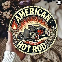 1 Stück 20,3 x 20,3 cm großes Vintage-amerikanisches Hot Rod-Metallschild – langlebige, leicht zu hängende Wandkunst für Garage, Männerhöhle, Küche und Bar