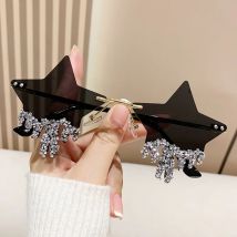 Designer Randlose Sonnenbrille Damen Herren Unisex Hallowmas Brille DIY Strass Luxus Sterne Shades für Party