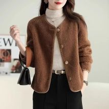 Fleeced-Kurzjacke für Damen im koreanischen Stil, neue Produkte, Halbsaison-Mode, 2025, Mäntel, Damenbekenntnisse, Kleidung, toller Luxus, günstig