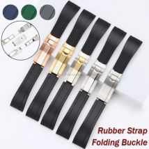 for Rolex Men Women Rubber Watchband Soft Silicone Watch Straps for Oysterflex 20mm Folding Buckle Wristbelt Band Sport Bracelet