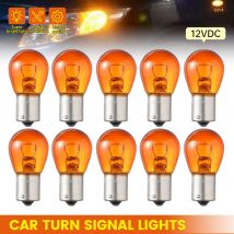10pcs/2pcs Car Indicator Light Brake Reverse Lamp Parking Light LED Bulbs 1156 BAU15S PY21W 12V  Amber Yellow Halogen Lamp DC