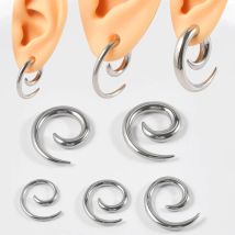 1/2PCS Suagical Stahl Ohr Spirale Verjüngt Ohr Gewicht Stecker Einfache Geometrie Stahl Nase Septum Ohr Gauge Tunnel stärker Sattel