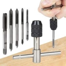 Professional Tap Drill Wrench,Hand Tapping Tools Machine Screw Thread Tap Twist Bit M3 M4 M5 M6 M8 Tap Set DIY Tool